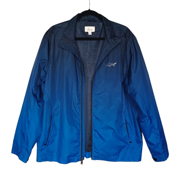 GREG NORMAN ATTACK LIFE Blue Navy Ombre Zip Up Long Sleeve Windbreaker Jacket L - Picture 3 of 9